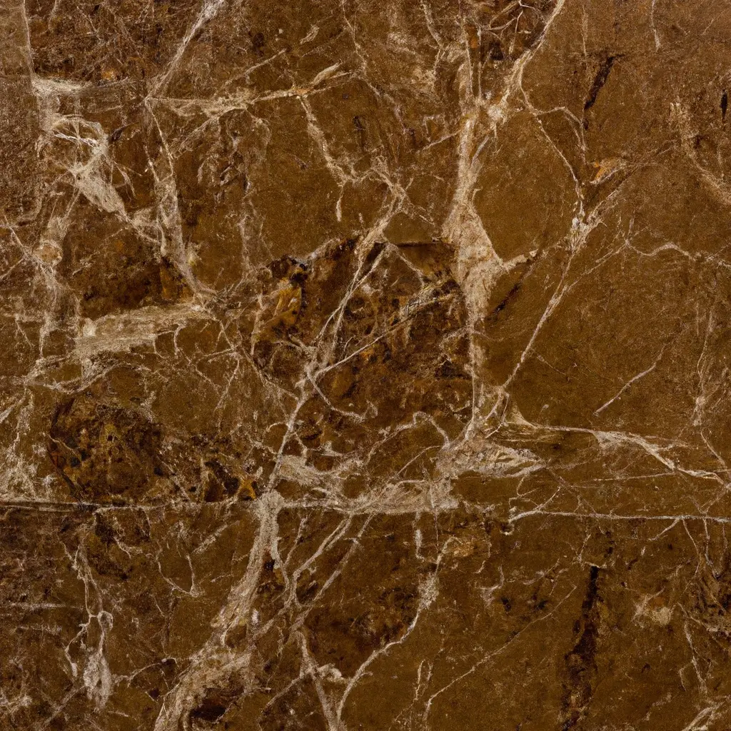 Dark brown emperador-style marble with fine cream veining
