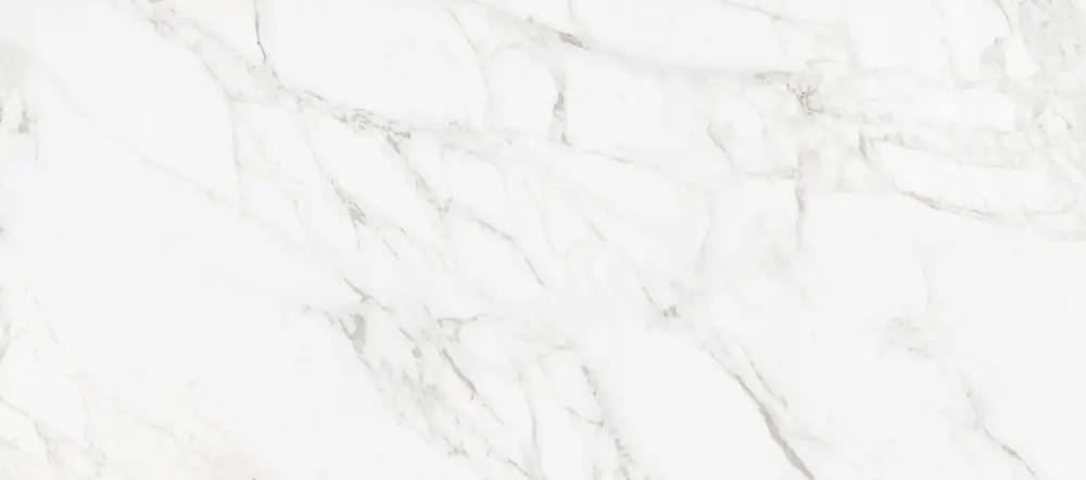 Polished white marble slab with soft gray and gold veining, close-up